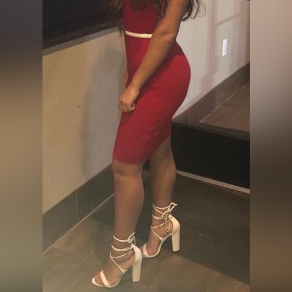 White Strap Up Heels